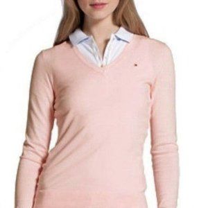 NWT $69 Tommy Hilfiger V-Neck Logo Sweater (Med)